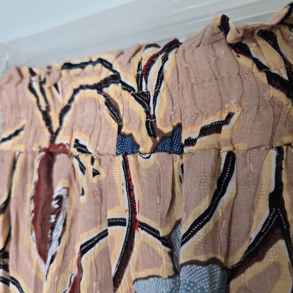 Christian Siriano Tan Floral Patterned Tiered Midi Skirt M - Picture 5 of 5